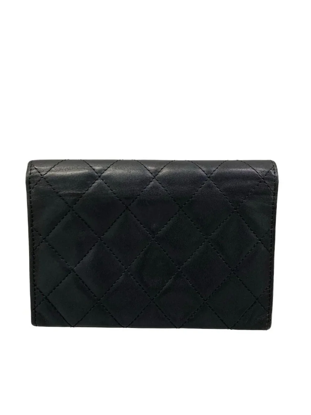 Chanel Wallet Cambon Line Black Silver Leather Lambskin